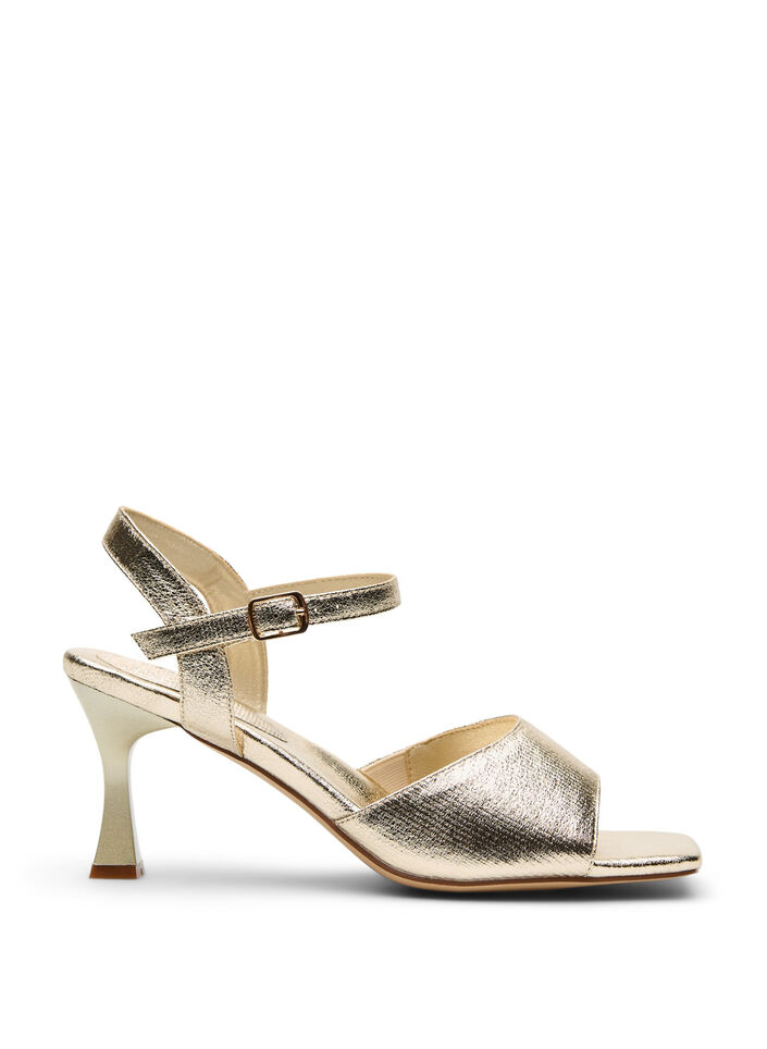 Escarpins &agrave; bout ouvert et carr&eacute;, Dor&eacute;, Packshot