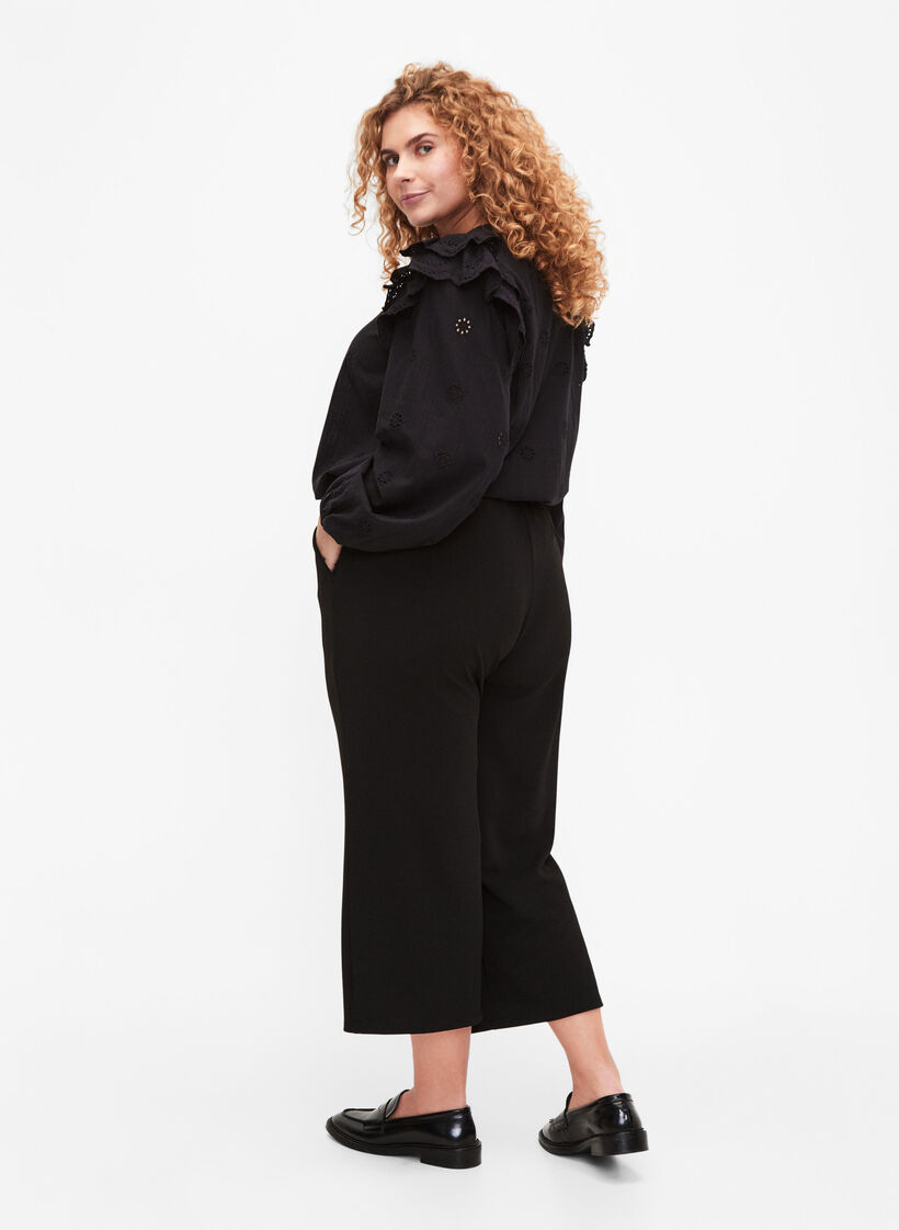 Pantalon ample en longueur 7/8, Noir, Model image number 1