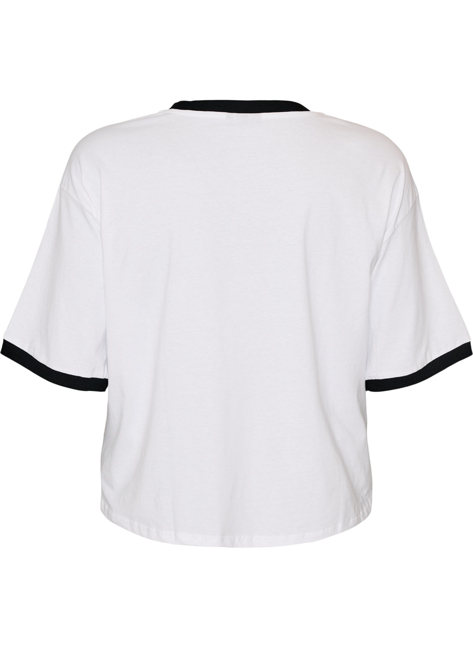 ZizziT-shirt en coton avec imprim&eacute; texte et coupe boxy, Blanc, Packshot image number 1