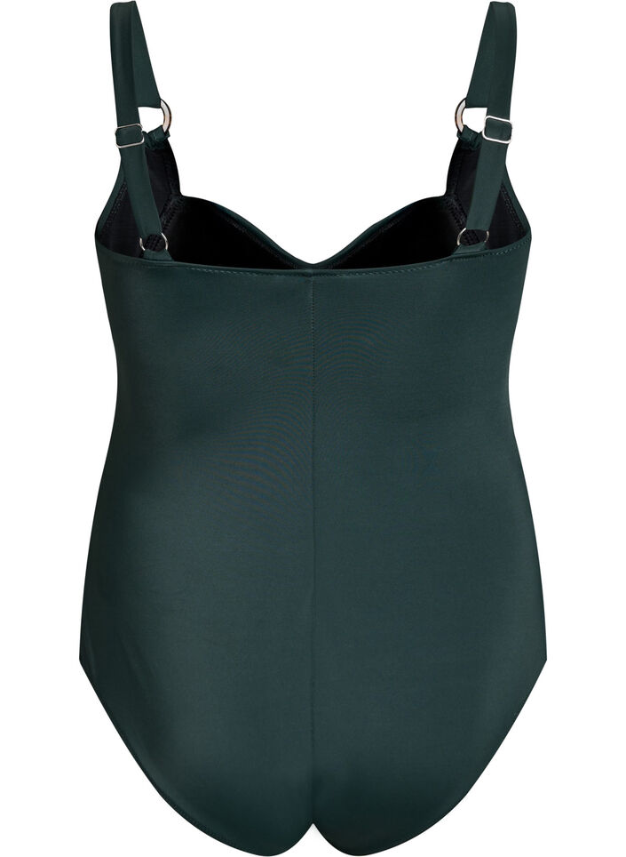 Maillot de bain drap&eacute; avec bonnets rembourr&eacute;s, Vert fonc&eacute;, Packshot image number 1