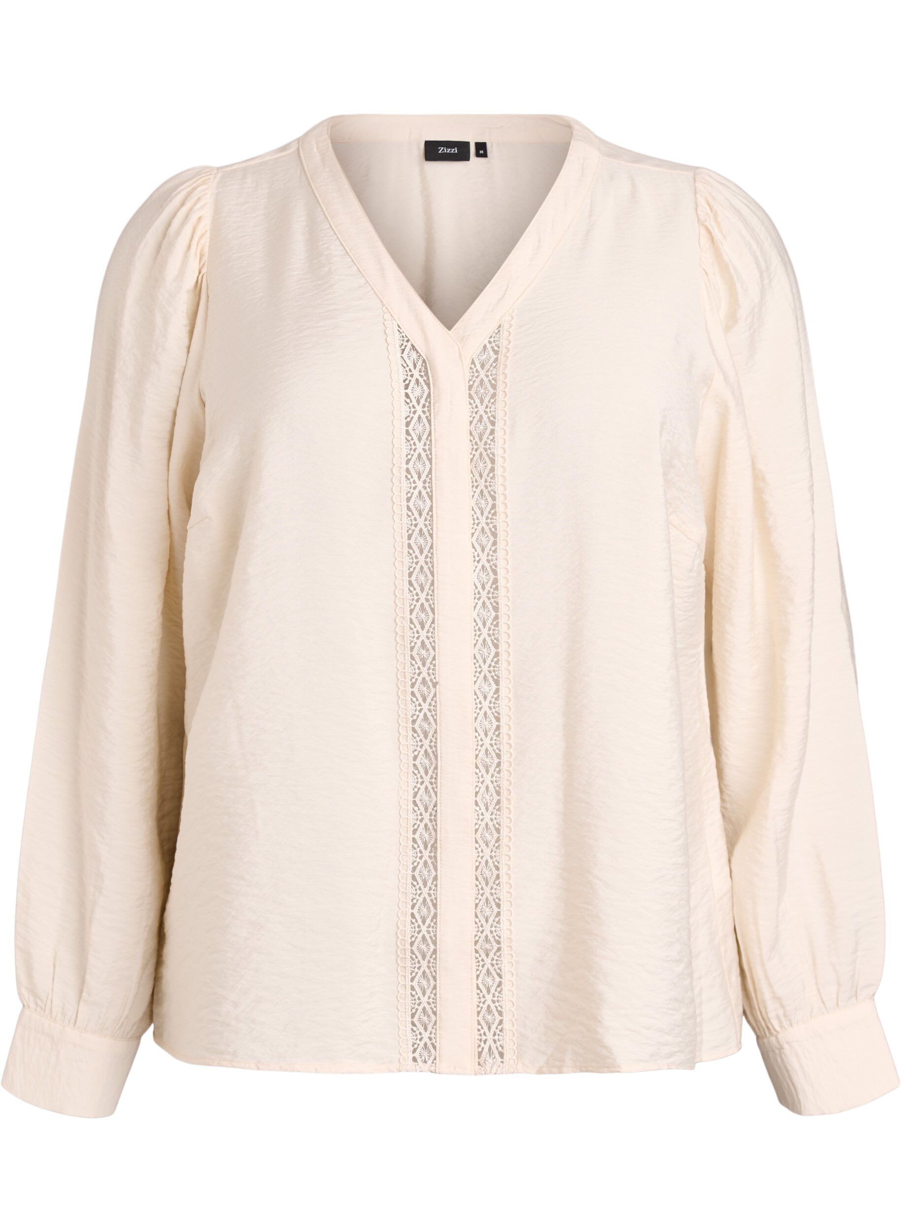Blouse avec col en V et bandes brod&eacute;es