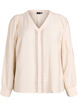 Blouse avec col en V et bandes brodées, Beige, Packshot image number 0