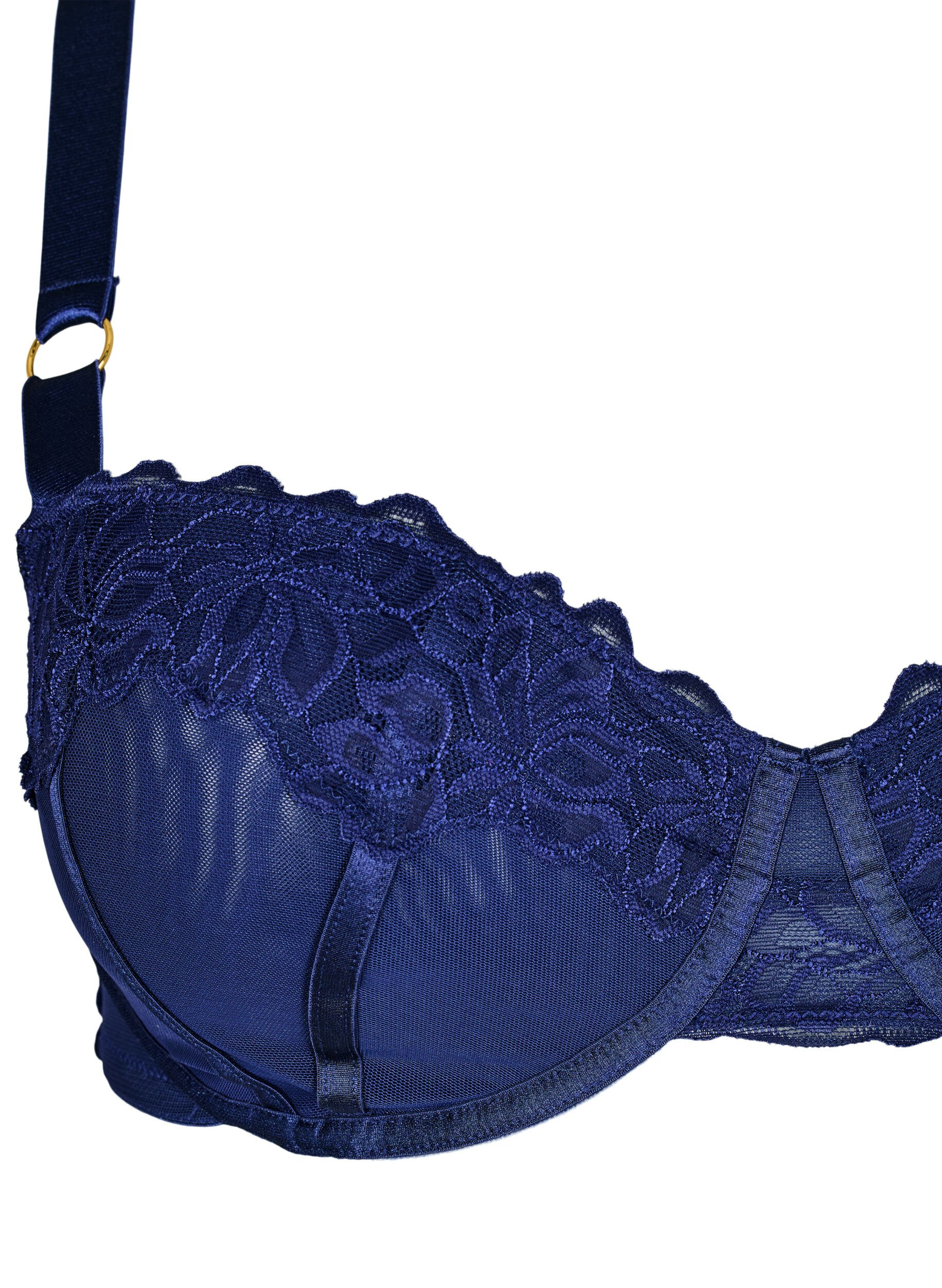 Zizzi Soutien-gorge corbeille avec dentelle et ruban satin, Bleu, Packshot image number 2