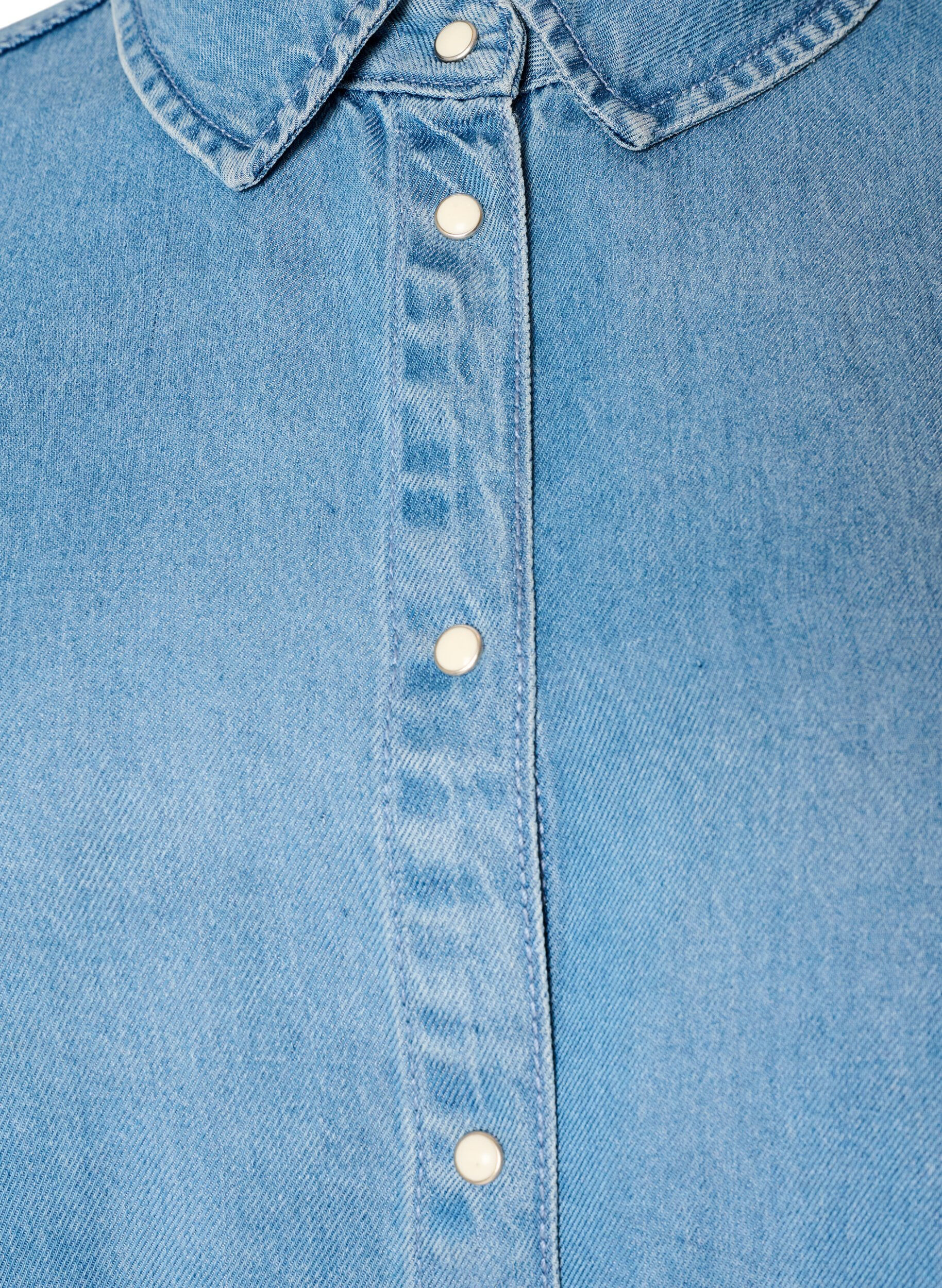 ZizziChemise en jean en lyocell avec boutons-pression, Bleu Clair, Packshot image number 2