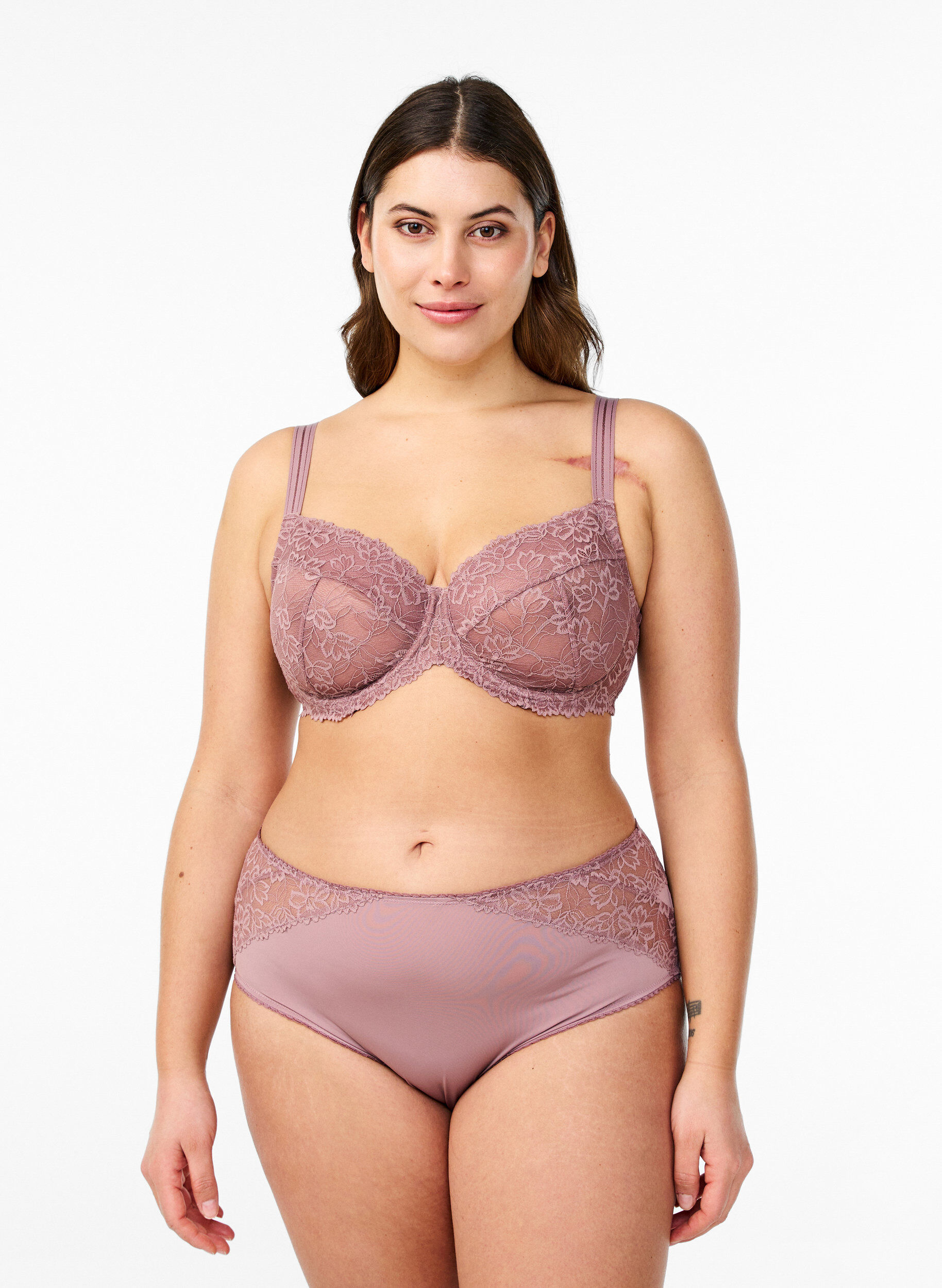 Zizzi Culottes en microfibre avec d&eacute;tails en dentelle, Rose, Model image number 0