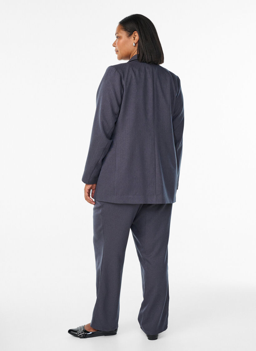 Pantalon de costume à coupe droite et motif texturé, Gris anthracite, Model image number 1