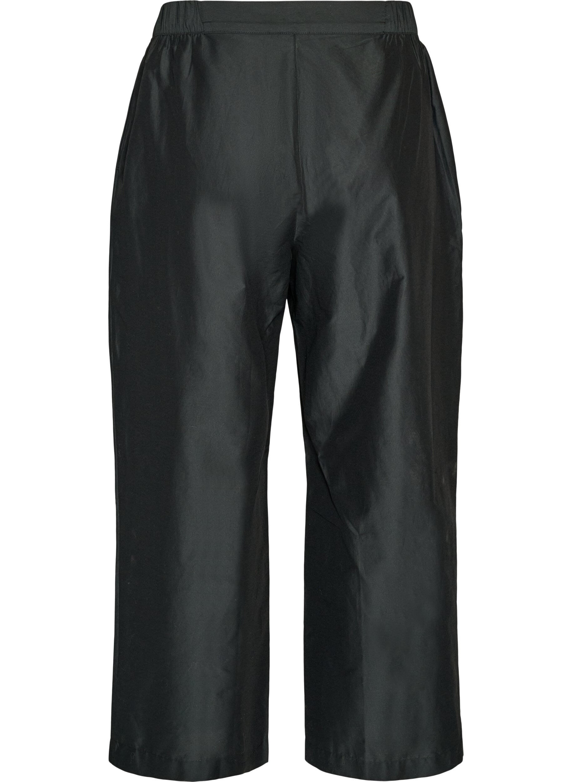 ZizziPantalon en coton avec des d&eacute;coupes brod&eacute;es, Noir, Packshot image number 1