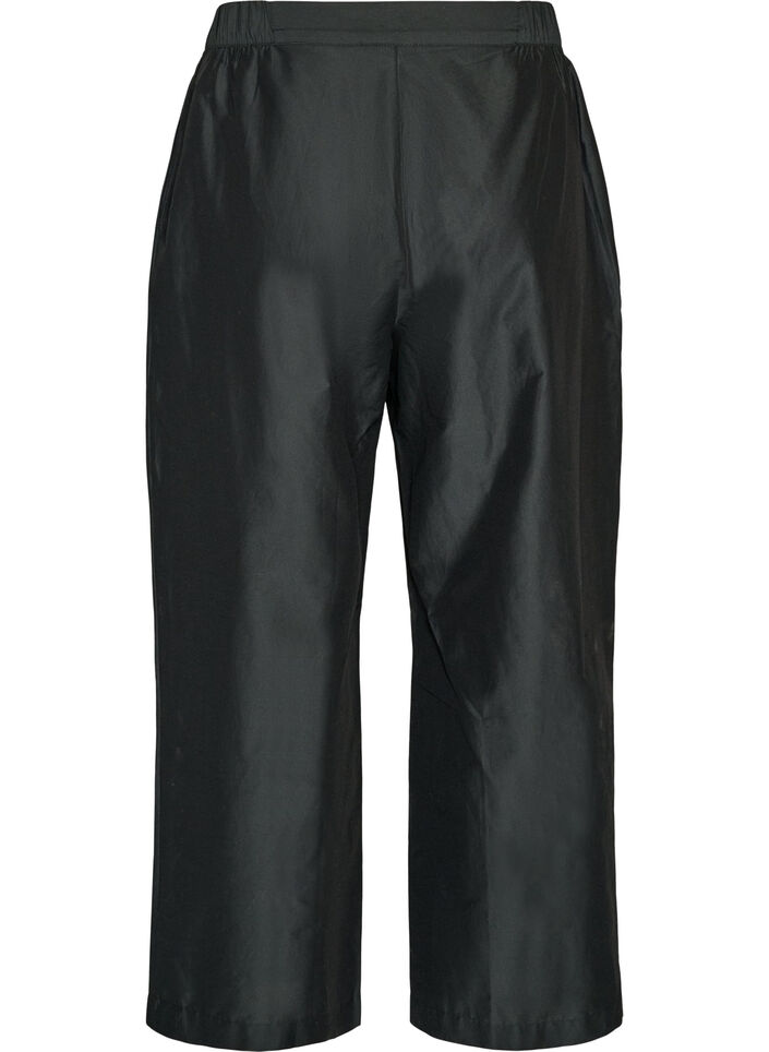 Pantalon en coton avec des d&eacute;coupes brod&eacute;es, Noir, Packshot image number 1