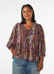 Blouse &agrave; imprim&eacute; cachemire et d&eacute;tails en dentelle, Violet, Model image number 0