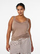 Top en viscose avec bord en dentelle, Beige, Model image number 0