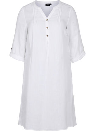 Robe en coton à manches 3/4, Bright White, Packshot image number 0