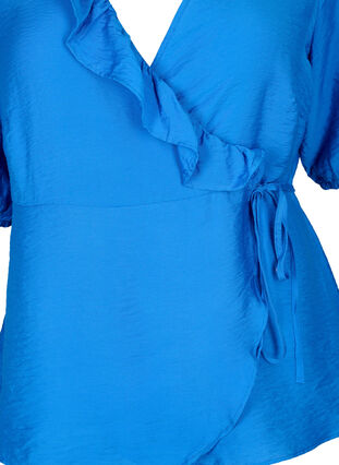 Blouse cache-cœur en viscose avec manches mi-longues, Olympian Blue, Packshot image number 2