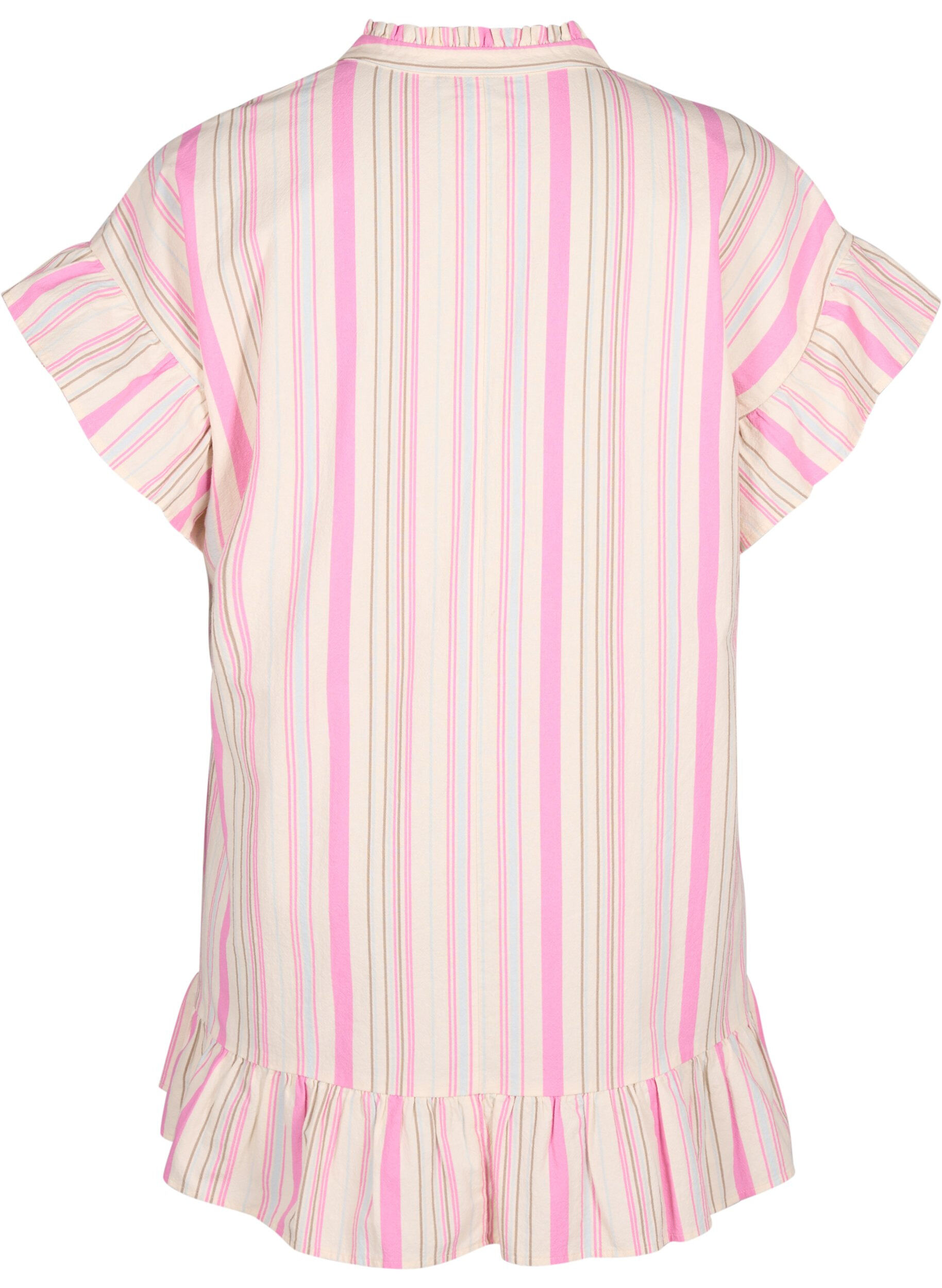Zizzi Tunique en coton ray&eacute;, Eggnog Multi Stripe, Packshot image number 1