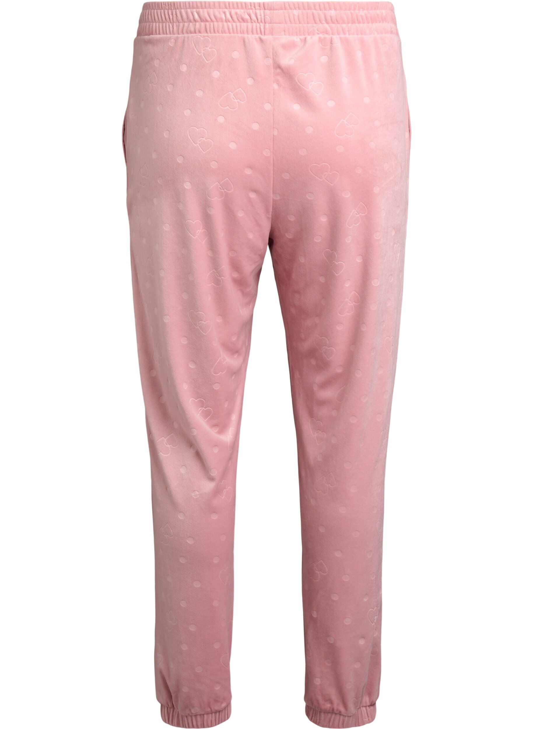 Zizzi Pantalon en velours &agrave; pois et c&oelig;urs, Rose, Packshot image number 1