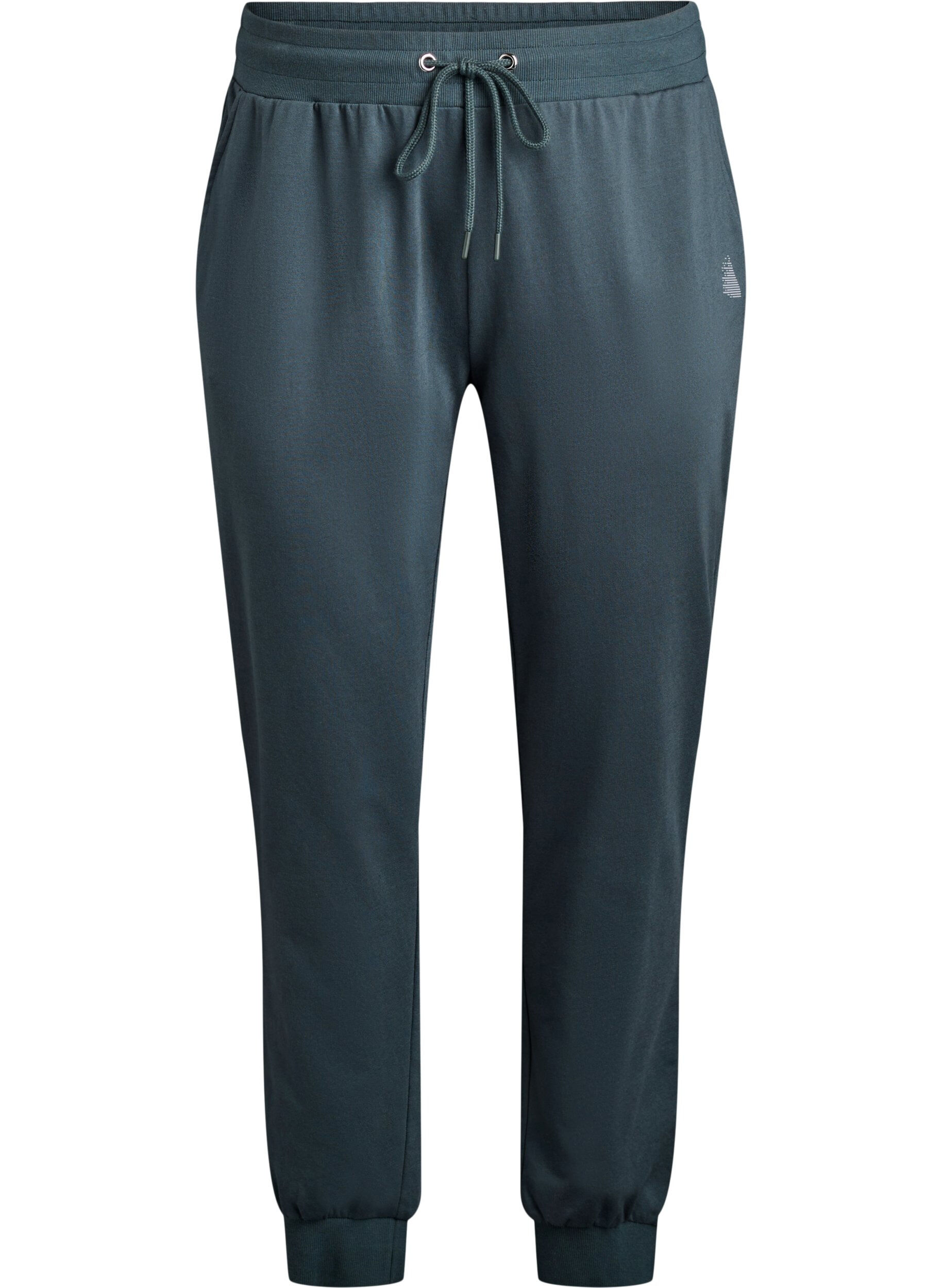 Zizzi Pantalon de surv&ecirc;tement ample avec poches, Vert fonc&eacute;, Packshot image number 0