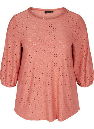 Blouse à manches 3/4 et broderie anglaise, Canyon Rose, Packshot image number 0