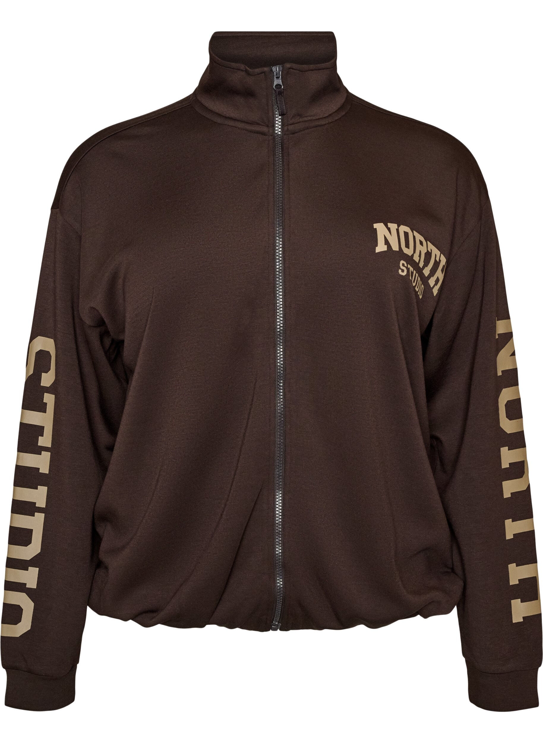 ZizziCardigan bomber sportif avec zip et col montant, Marron, Packshot image number 0