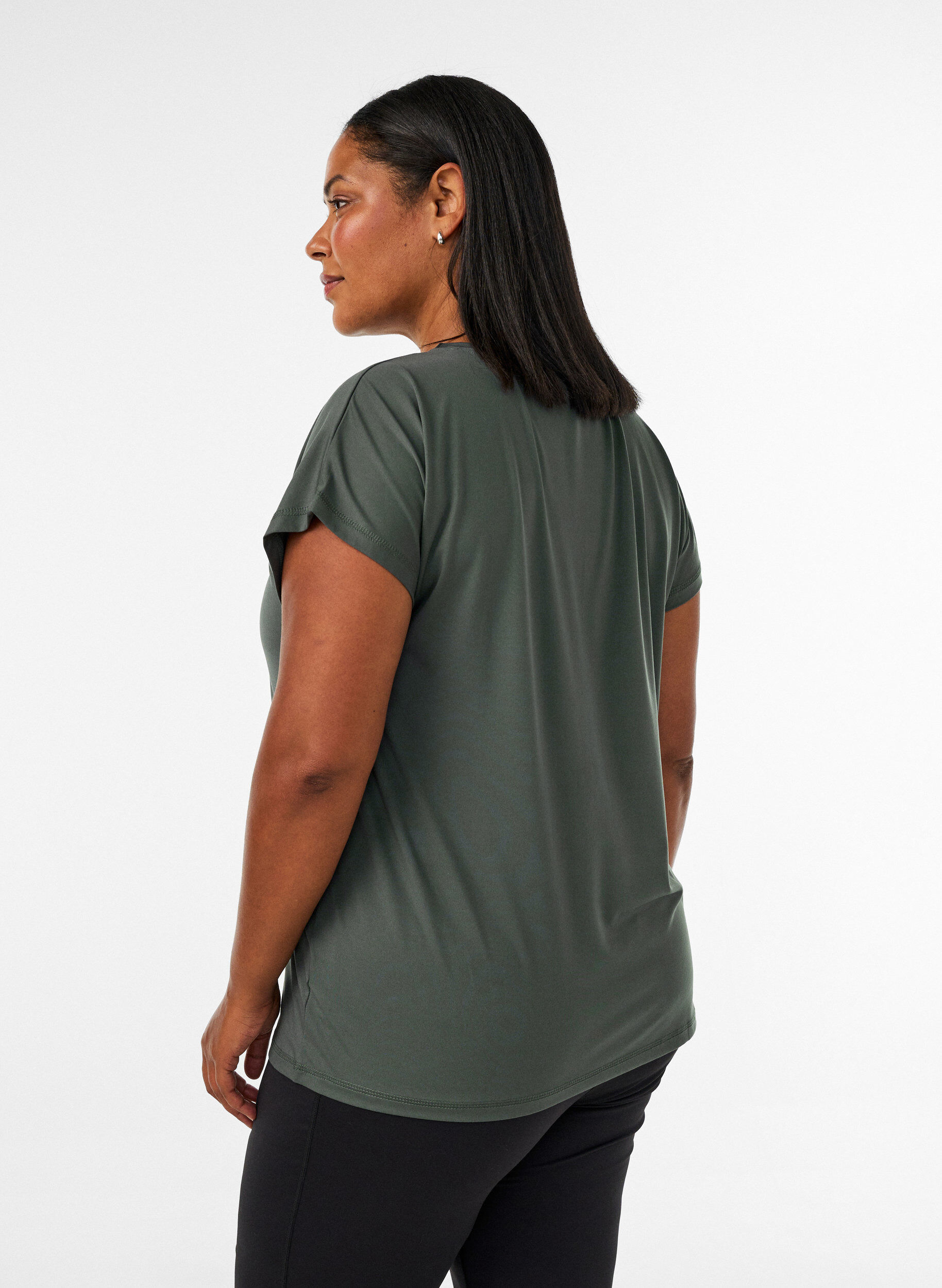 ZizziT-shirt de sport couleur unie, Vert fonc&eacute;, Model image number 2