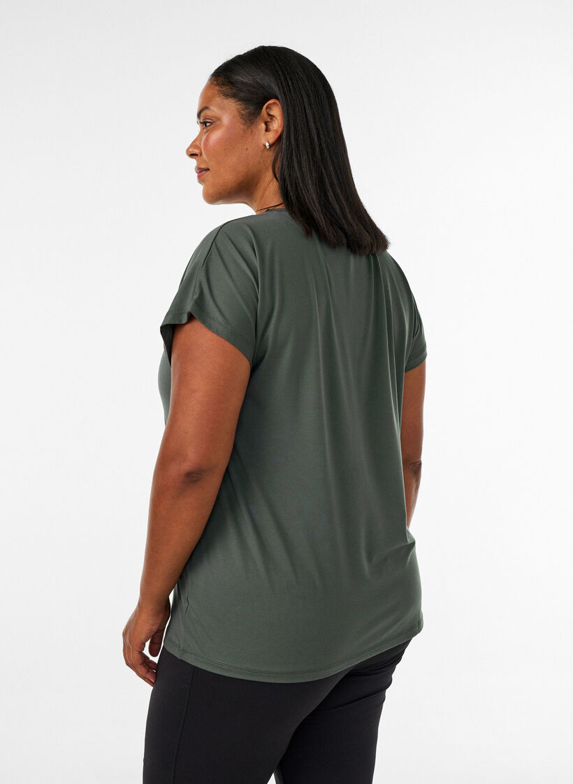 T-shirt de sport couleur unie, Vert fonc&eacute;, Model image number 2