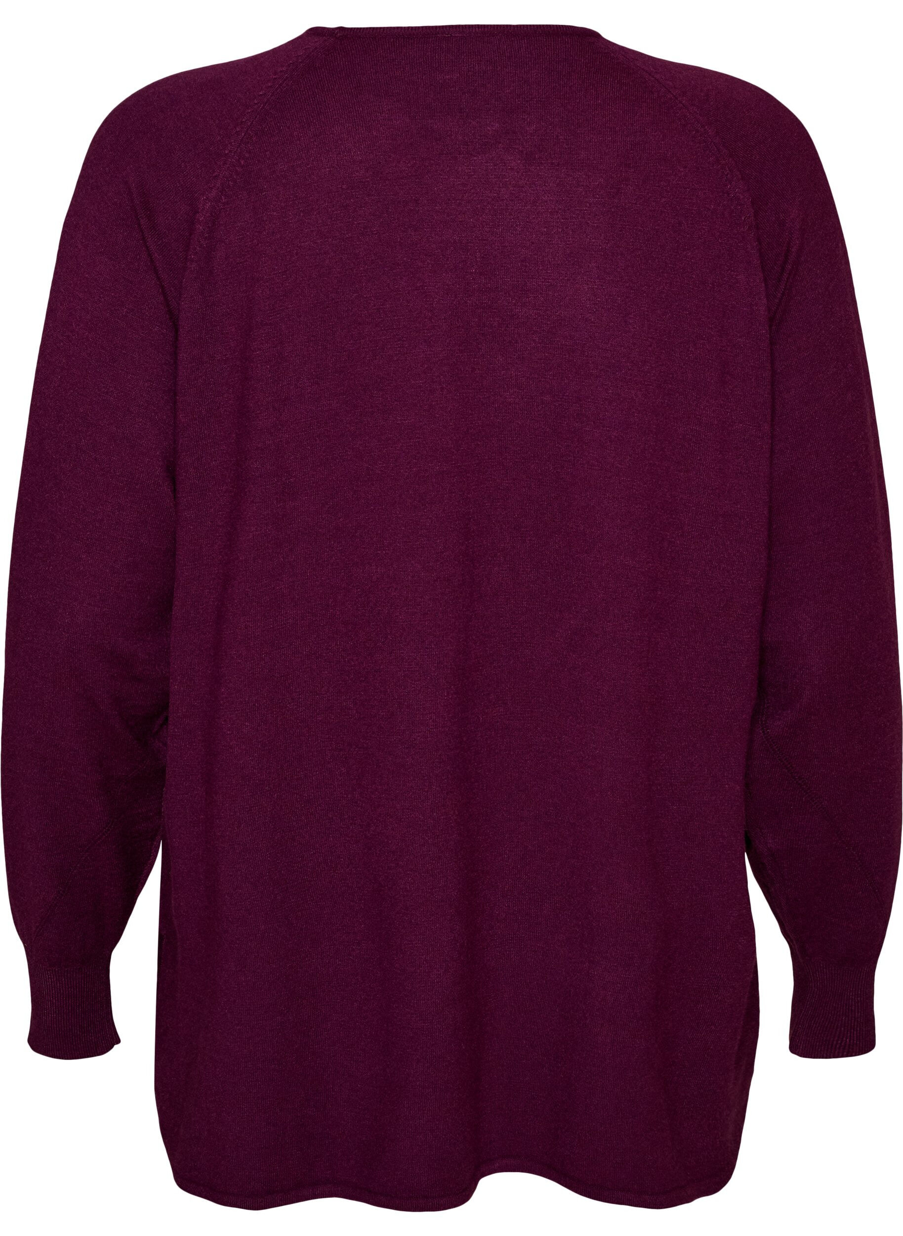 ZizziChemisier en tricot avec col rond et motif tricot, Bordeaux, Packshot image number 1
