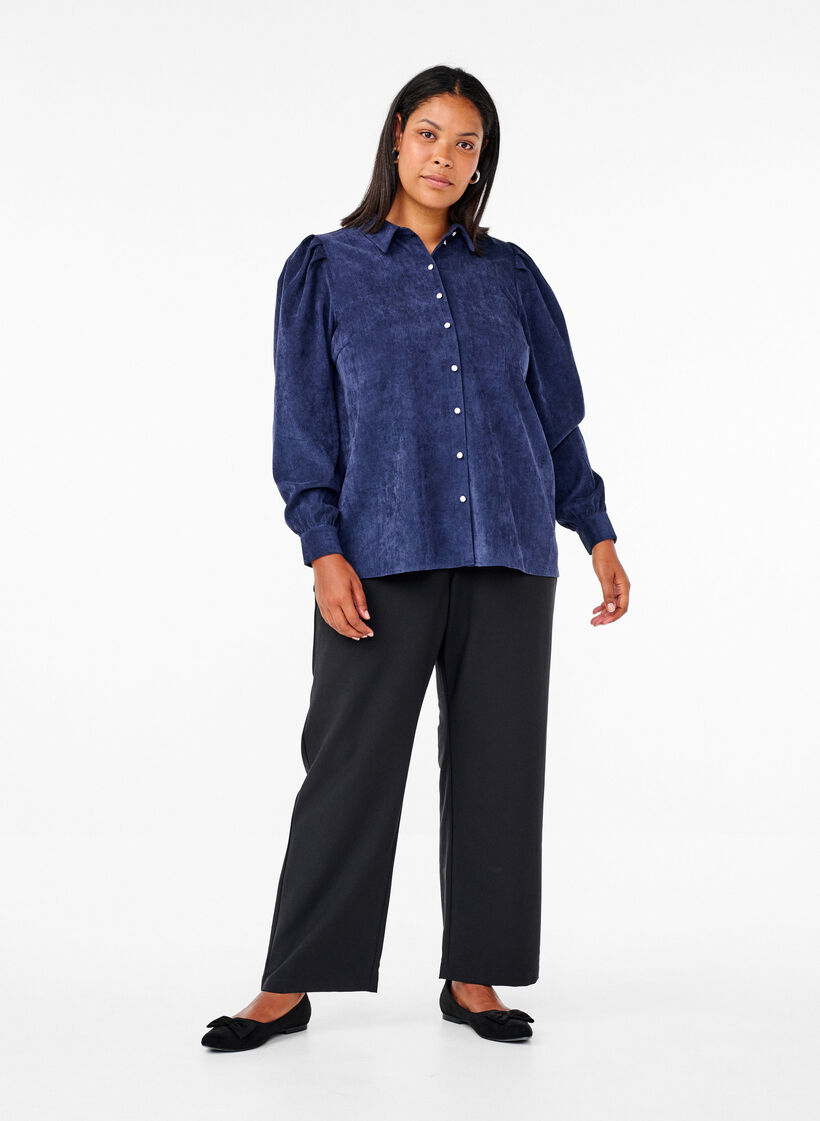 Chemise en velours avec boutons en strass, Medieval Blue, Model image number 2