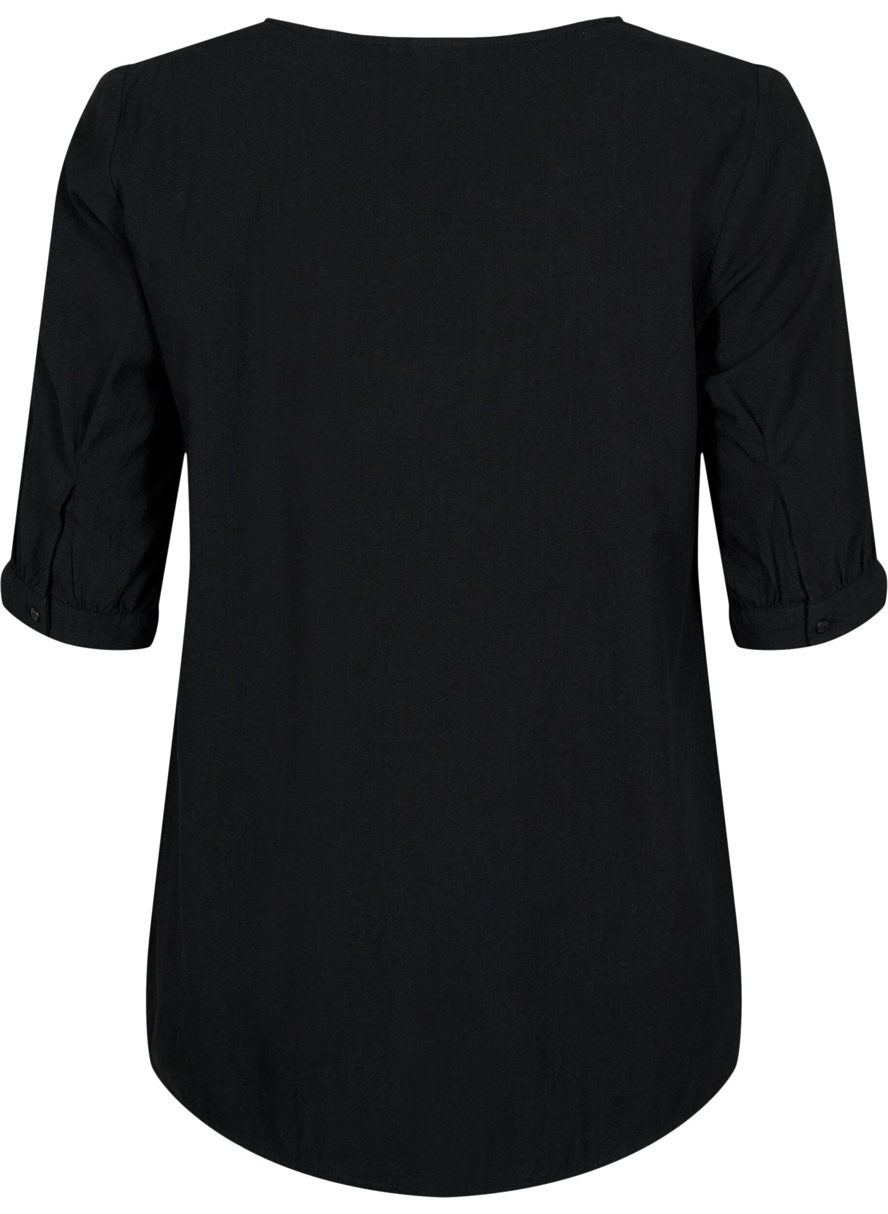 Zizzi FLASH - Blouse en coton &agrave; manches mi-longues, Black, Packshot image number 1