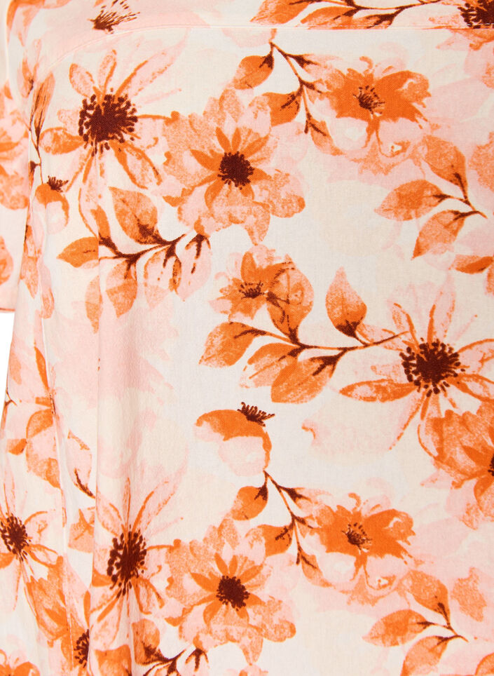 Robe en coton &agrave; manches courtes avec imprim&eacute;, Orange, Packshot image number 2