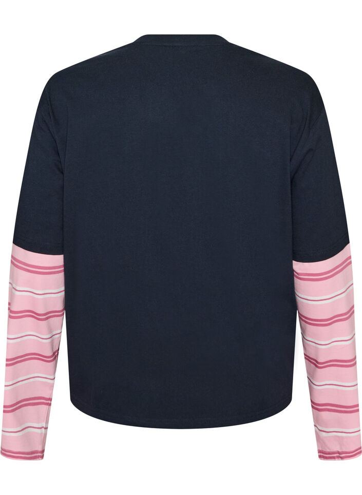 T-shirt sportif &agrave; effet superpos&eacute;, Bleu, Packshot image number 1