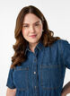 Robe chemise en denim à manches courtes, Bleu, Model image number 2