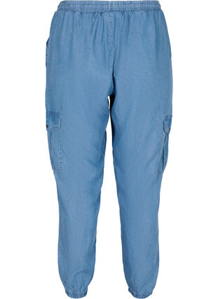 Pantalon cargo en look denim avec poches, Light blue denim, Packshot image number 1