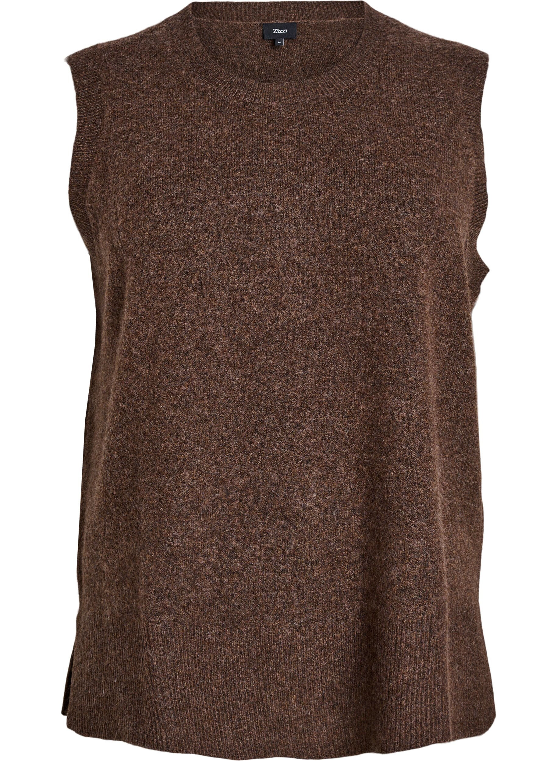 Gilet tricot&eacute; avec bords c&ocirc;tel&eacute;s