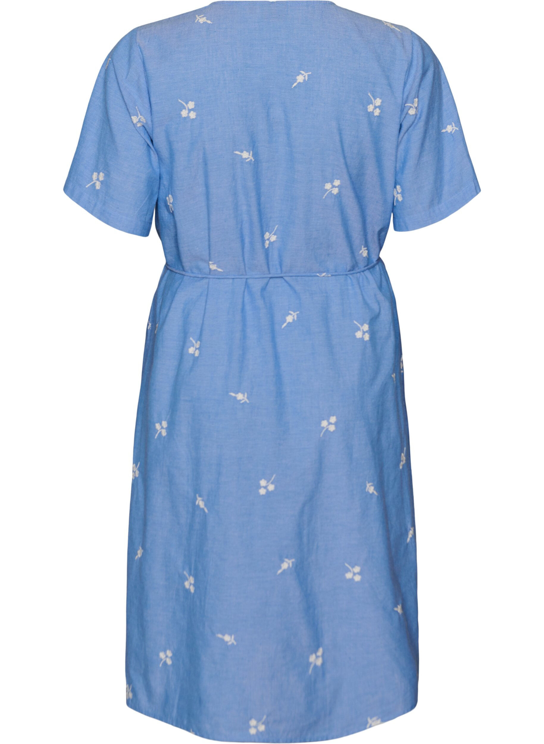 ZizziRobe chemise en coton avec des fleurs brod&eacute;es, Bleu Clair, Packshot image number 1