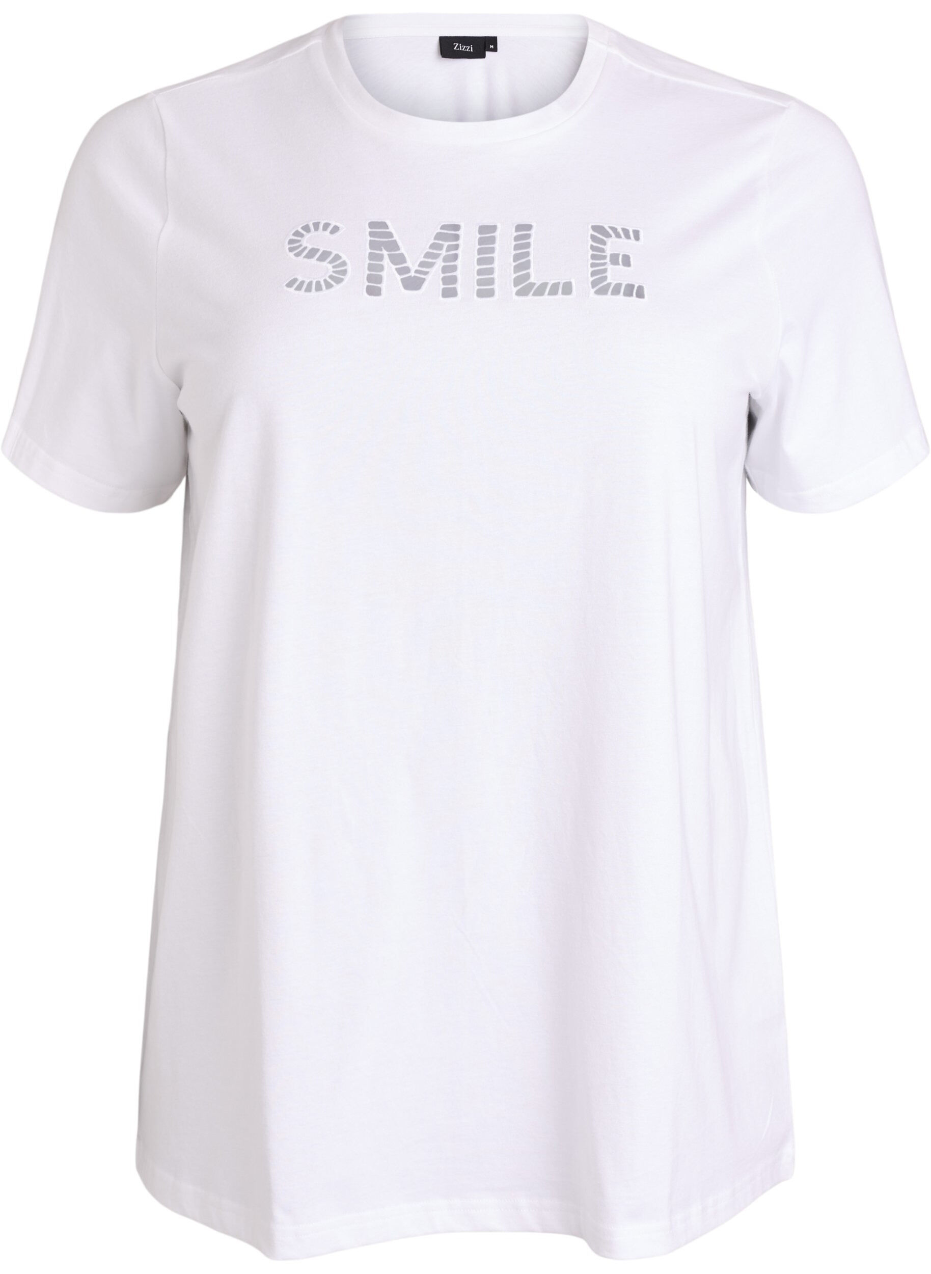T-shirt en coton avec texte brod&eacute;