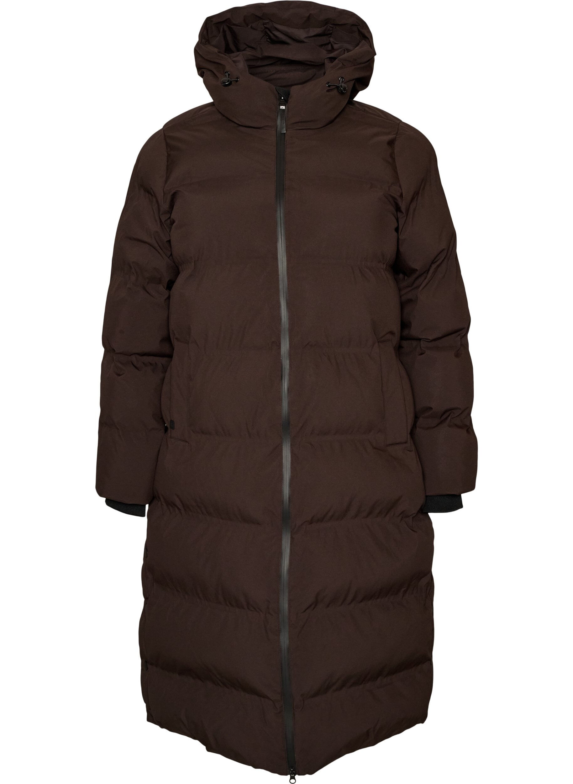 ZizziManteau d'hiver long et matelass&eacute; avec capuche, Marron, Packshot image number 0