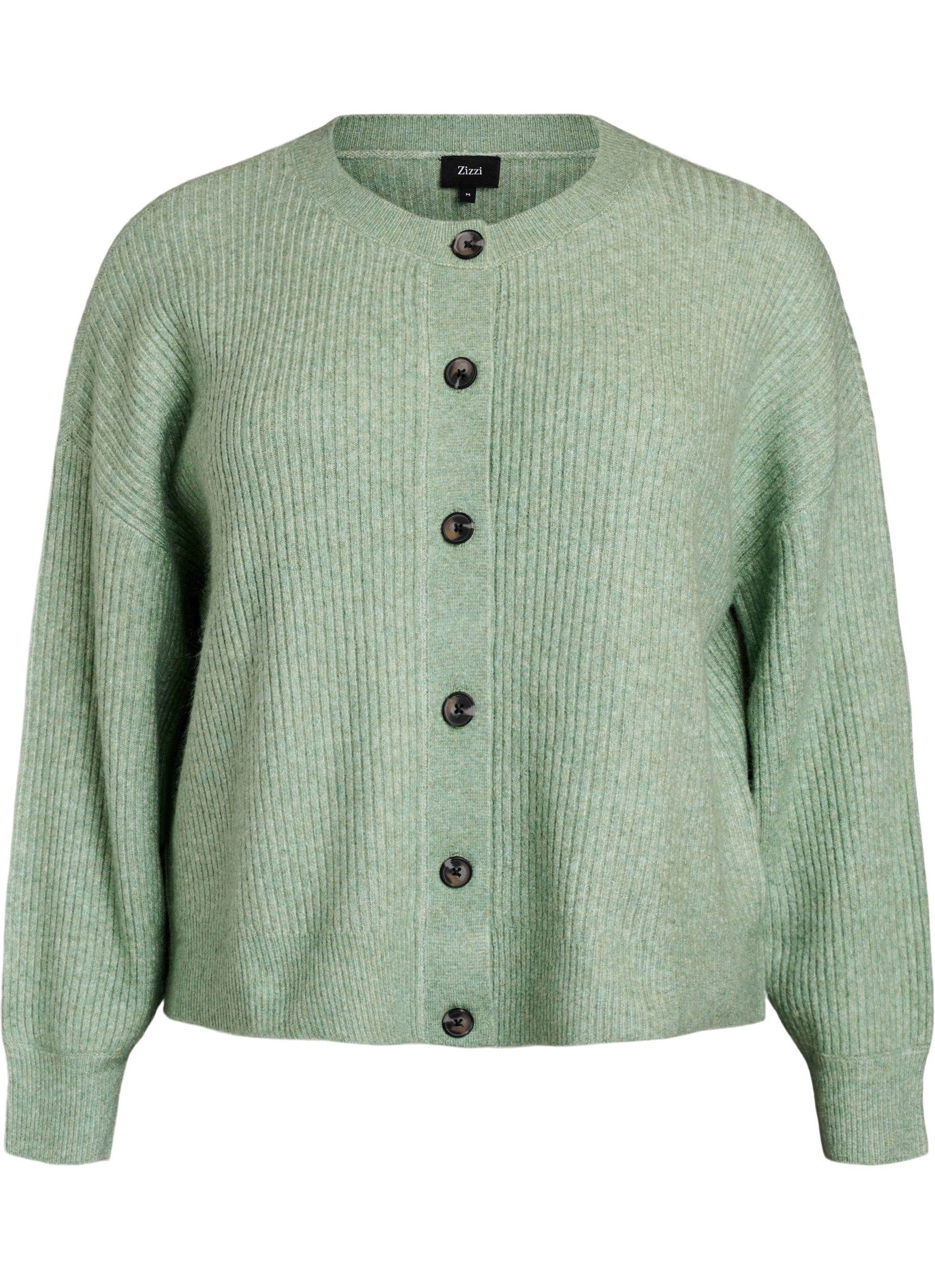 Zizzi Cardigan en tricot c&ocirc;tel&eacute; avec boutons, Vert clair, Packshot image number 0