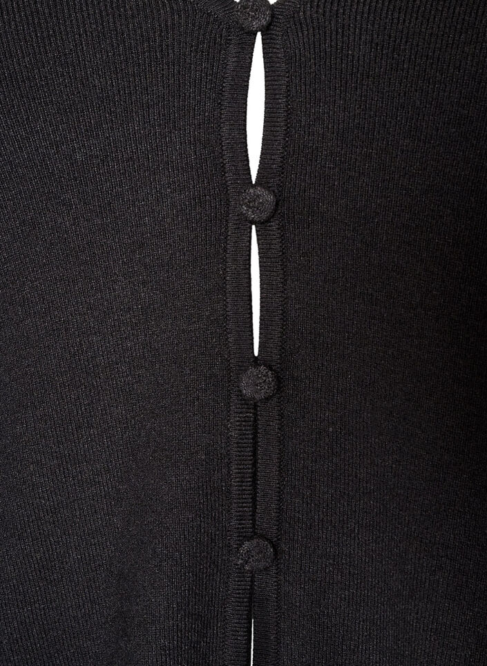 Cardigan en maille fine avec des boutons recouverts de tissu, Noir, Packshot image number 2