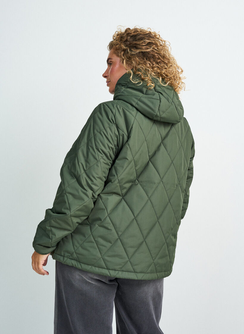 Veste l&eacute;g&egrave;rement matelass&eacute;e en losange, Vert, Model image number 2