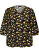 Blouse imprim&eacute;e en viscose avec manches 3/4, Noir, Packshot image number 0