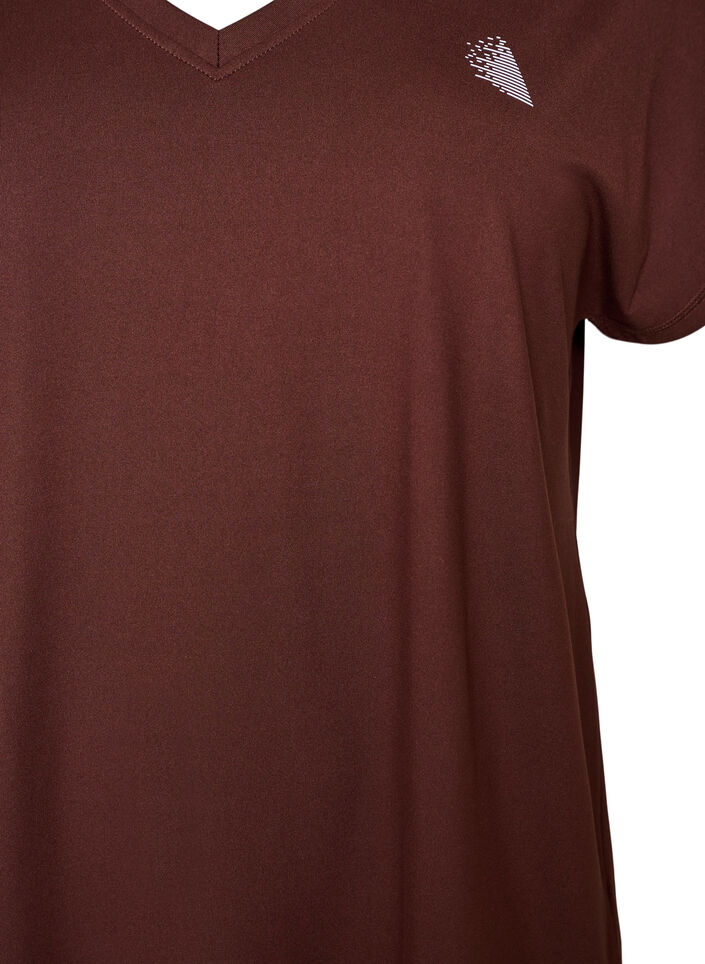 T-shirt d&rsquo;entra&icirc;nement ample avec col en V, Marron, Packshot image number 2
