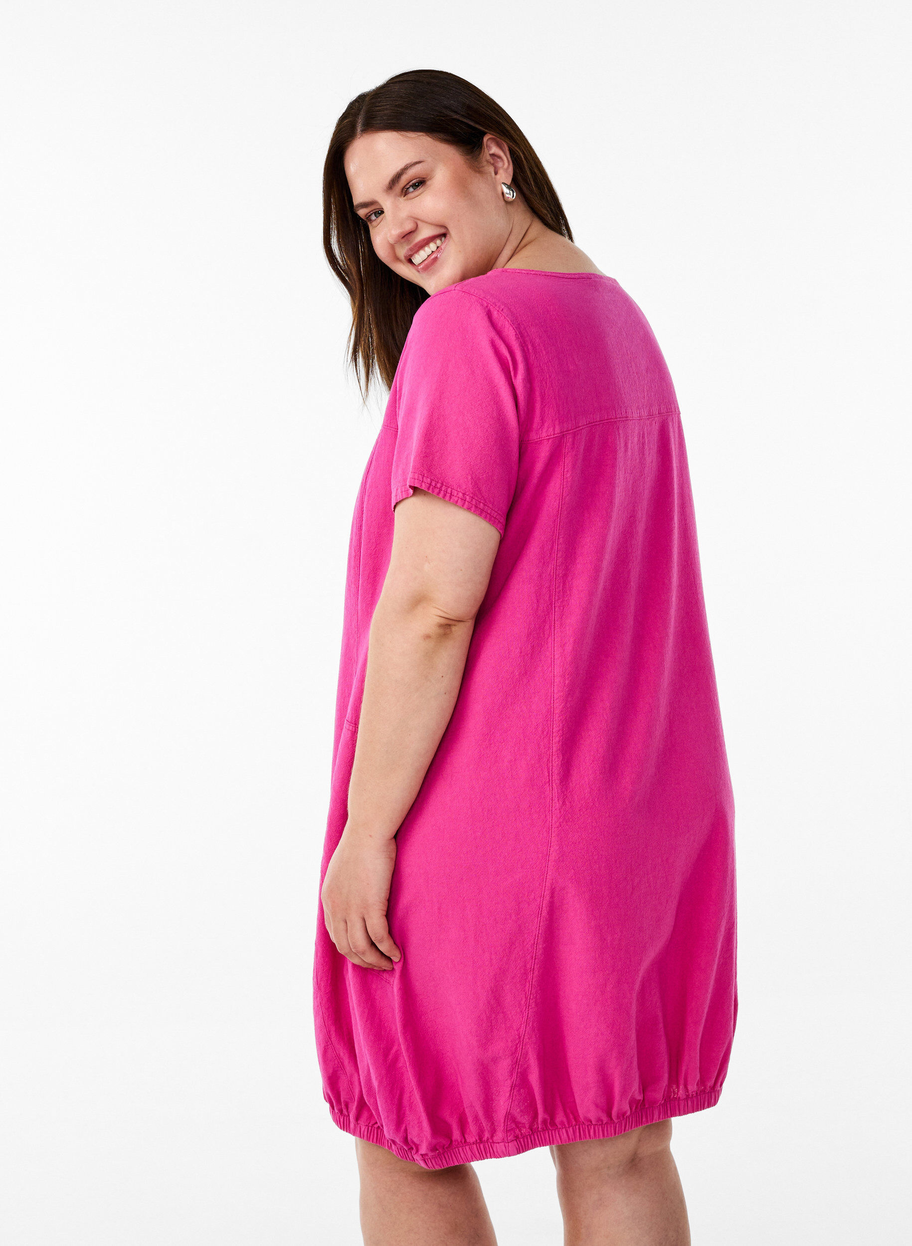ZizziRobe en coton &agrave; manches courtes, Rose, Model image number 2