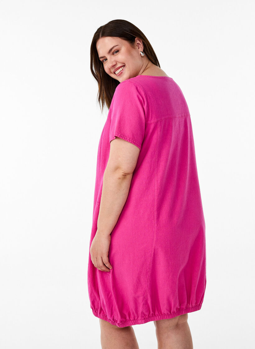 Robe en coton &agrave; manches courtes, Rose, Model image number 2