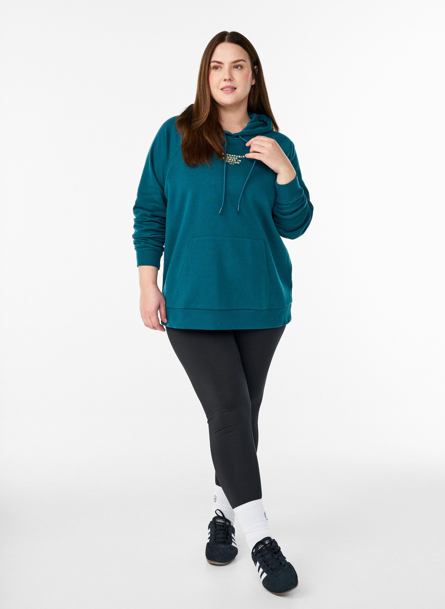 ZizziSweat &agrave; capuche avec motif brod&eacute; devant, Vert, Model image number 1