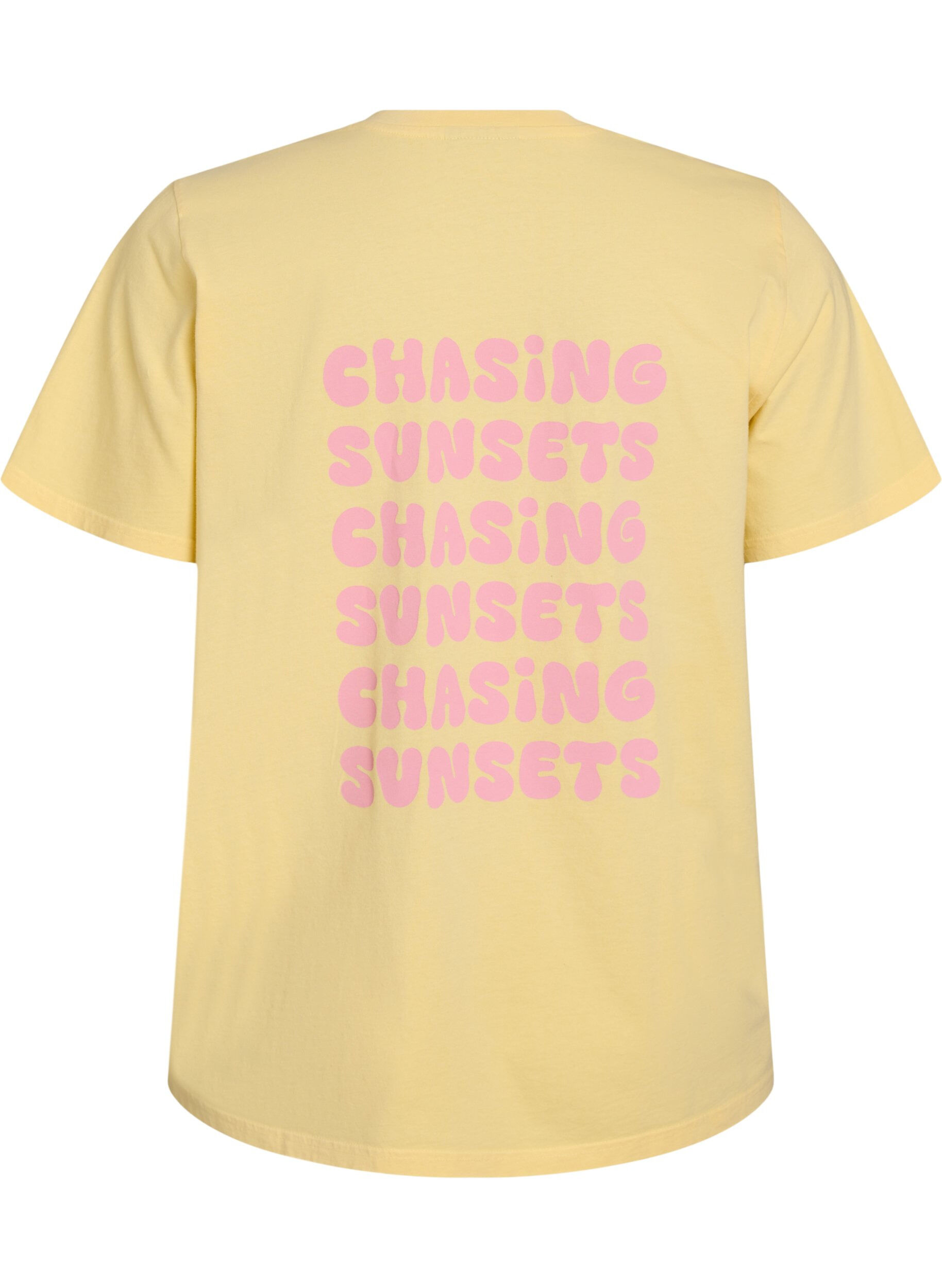 ZizziT-shirt en coton biologique avec impression au dos, Jaune clair, Packshot image number 1