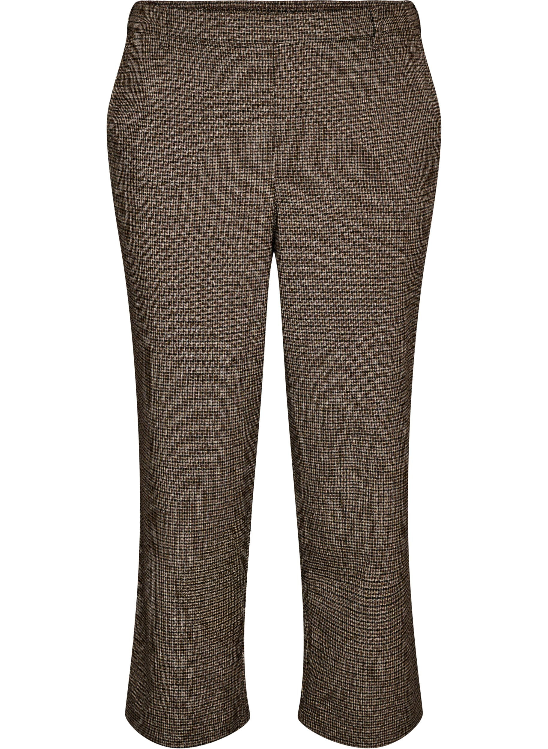 ZizziPantalon droit &agrave; petits carreaux, Marron, Packshot image number 0