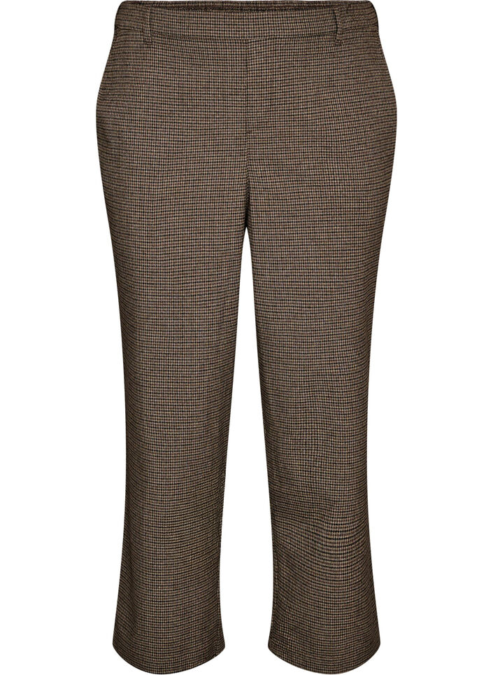 Pantalon droit &agrave; petits carreaux, Marron, Packshot image number 0