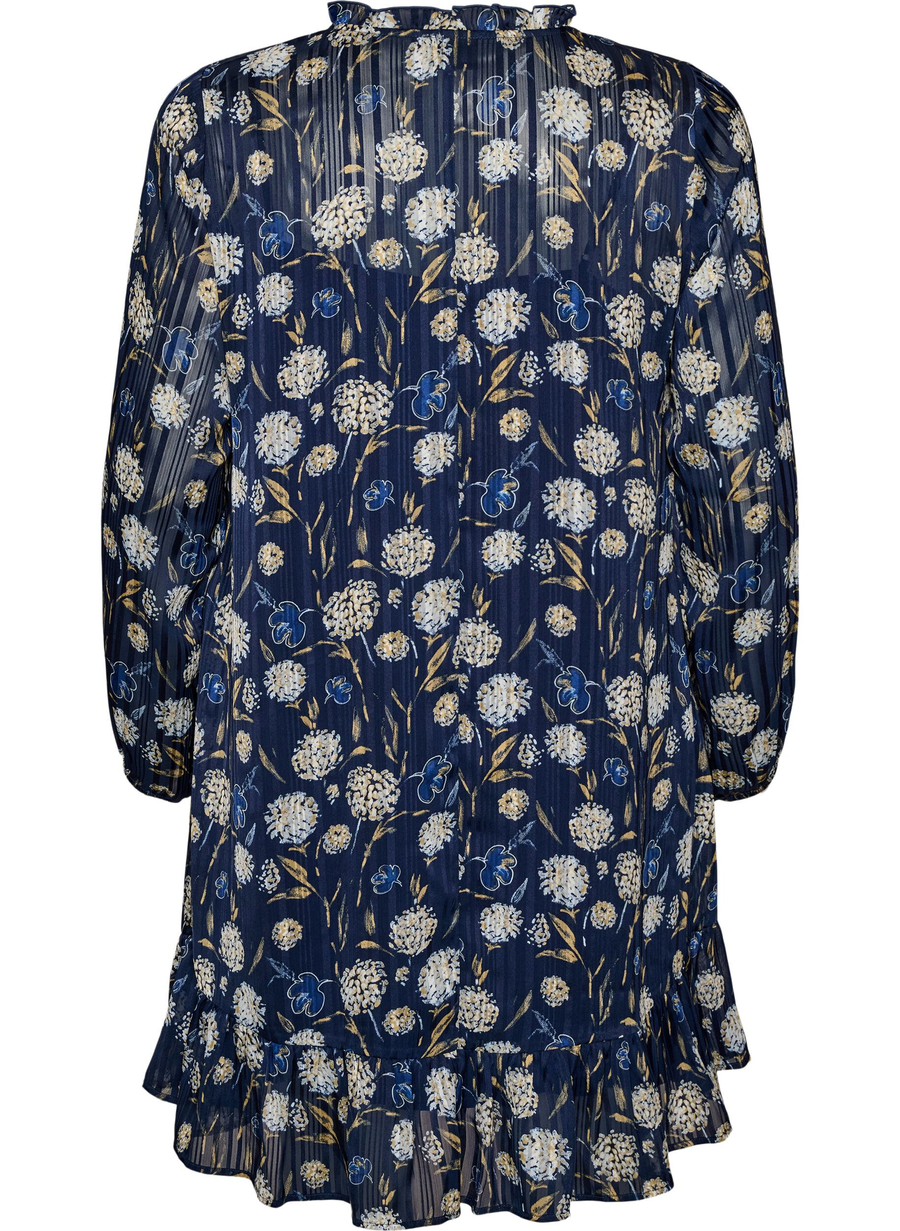 ZizziRobe &agrave; motifs avec volants et manches longues, Bleu, Packshot image number 1