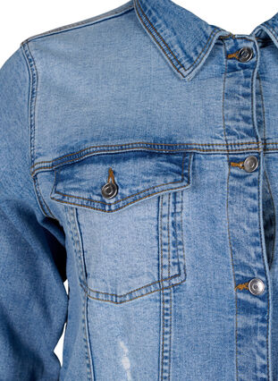 Veste courte en jean en coton, Light blue denim, Packshot image number 2