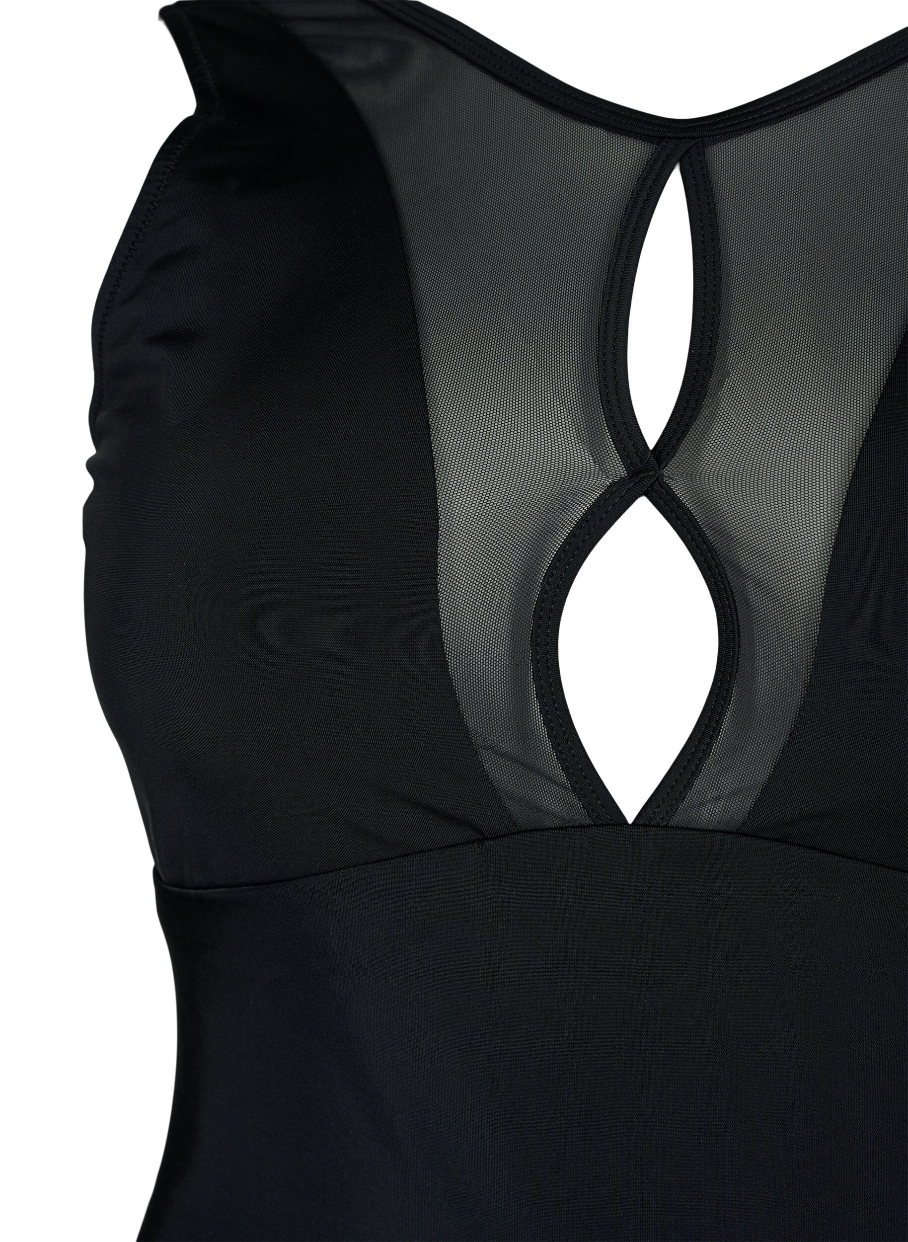 Zizzi Maillot de bain avec d&eacute;tails en r&eacute;sille sur le devant, Black, Packshot image number 2