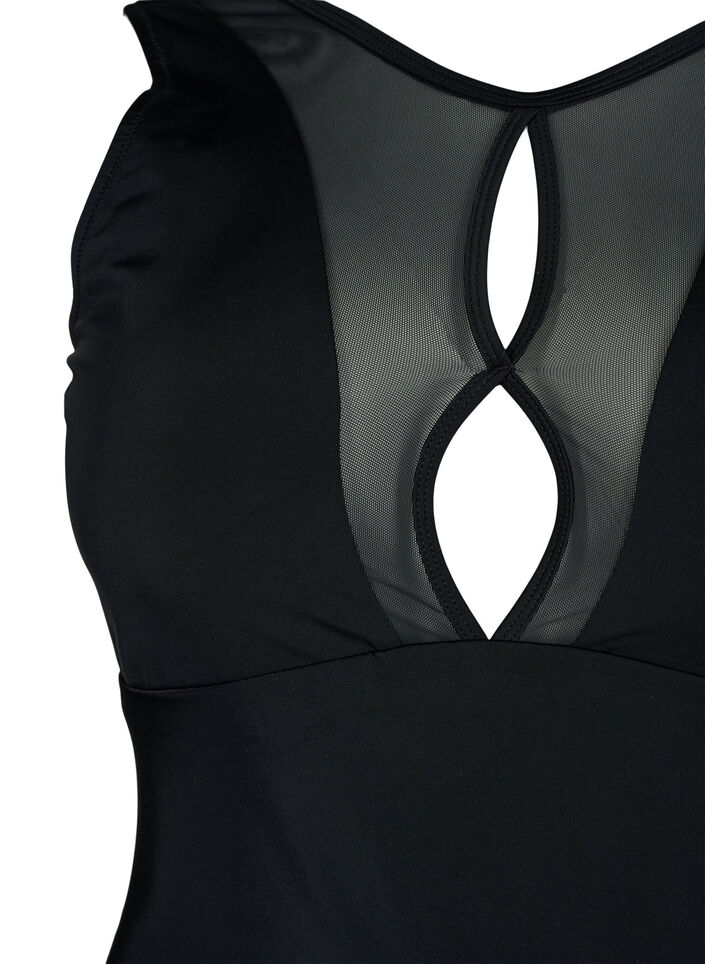 Maillot de bain avec détails en résille sur le devant, Black, Packshot image number 2