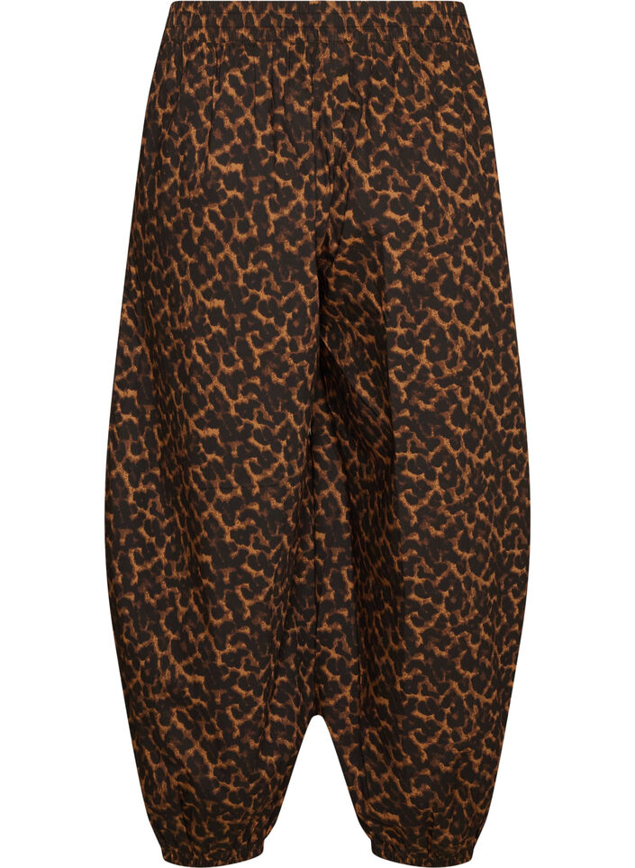Pantalon ballon &agrave; taille haute et imprim&eacute; int&eacute;gral, Marron, Packshot image number 1